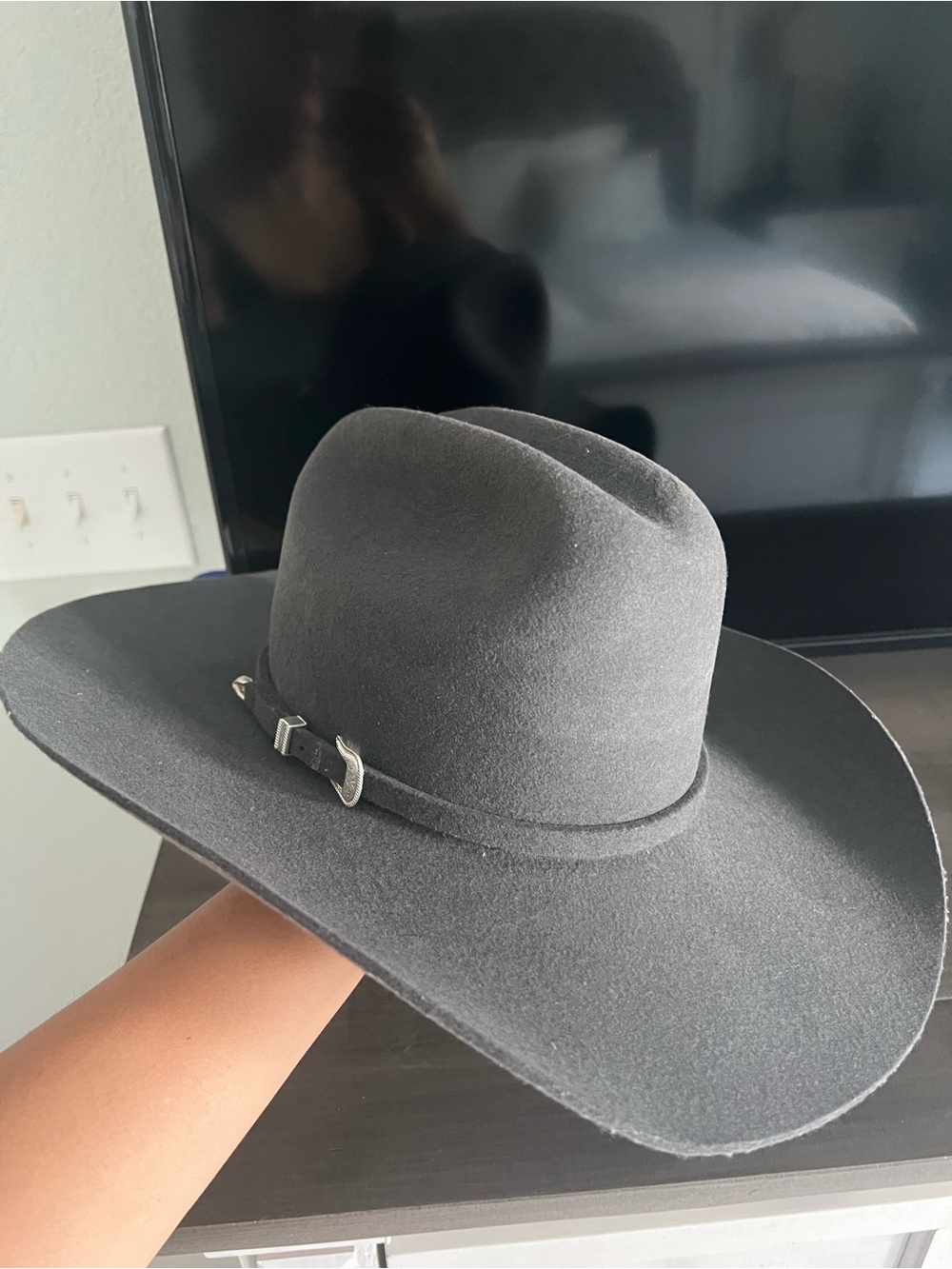 Resistol Classic Black Felt Western Hat with Silver Buckle